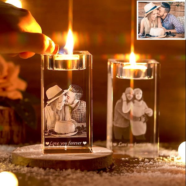 Personalized Photo Engraved Crystal Candelabra - Imprix