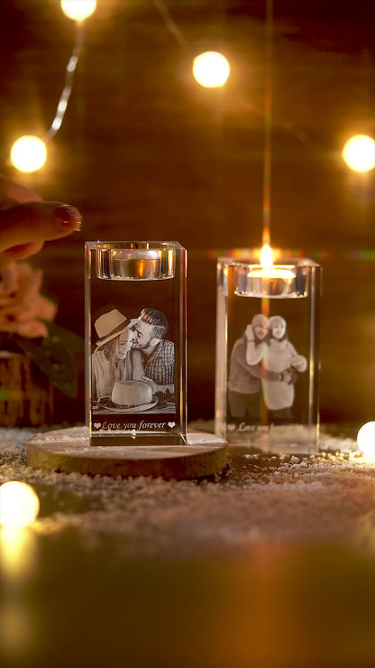 Personalized Photo Engraved Crystal Candelabra